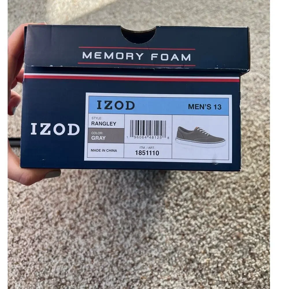 NWT Men's IZOD Rangley Canvas Shoe, Size 13, Gray, Lace Up, Classic, Casual